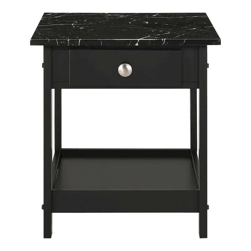 Transitional Rubberwood Coffee Table and End Table with Drawer