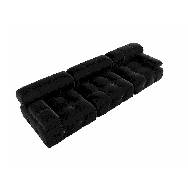 Black Modular Sectional Sofa Velvet Upholstered Sofa