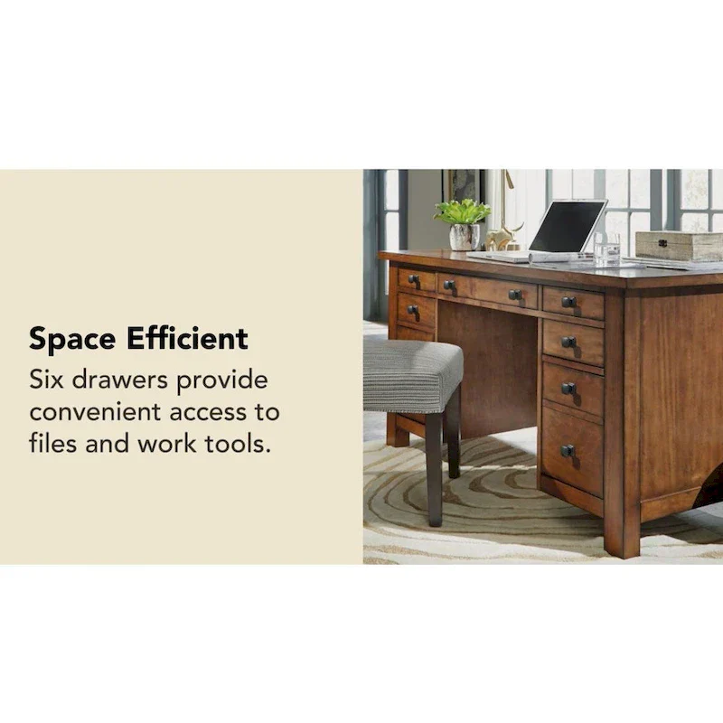 Aged Maple 54-Inch Executive Pedestal Desk