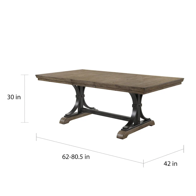 Roundhill Furniture Birmingham Driftwood Table and Nail Head Chair 7-piece Dining Set