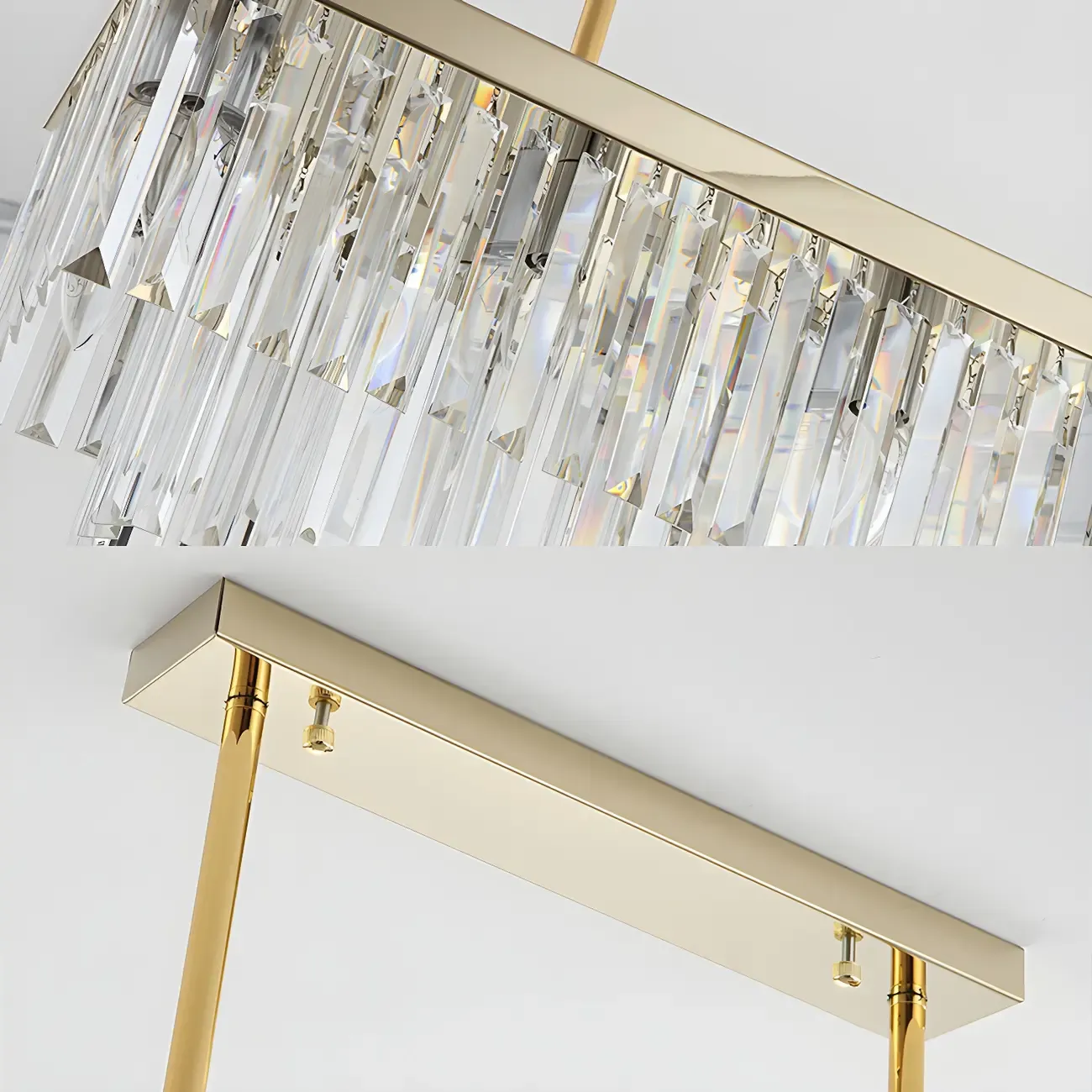 Modern Large Crystal Rectangle Island Pendant Light