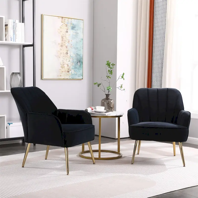 Modern Mid Century Chair Velvet Sherpa Armchair