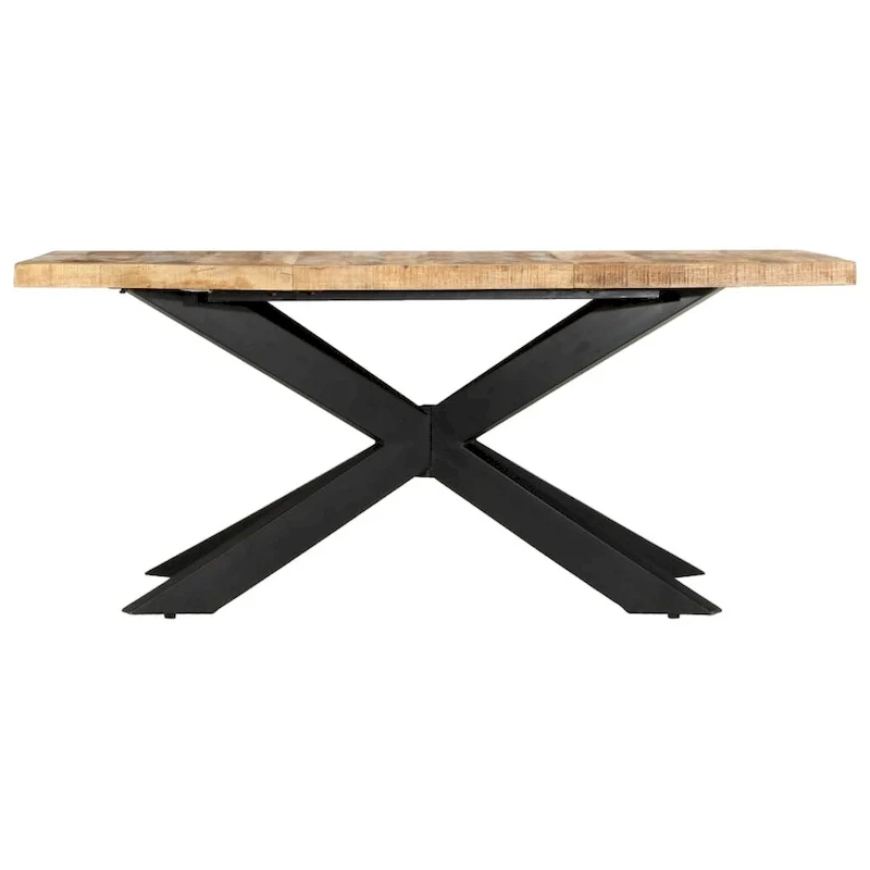 Solid Wood Dining Table, Natural/Reclaimed Finish, Industrial Style, Seats 6
