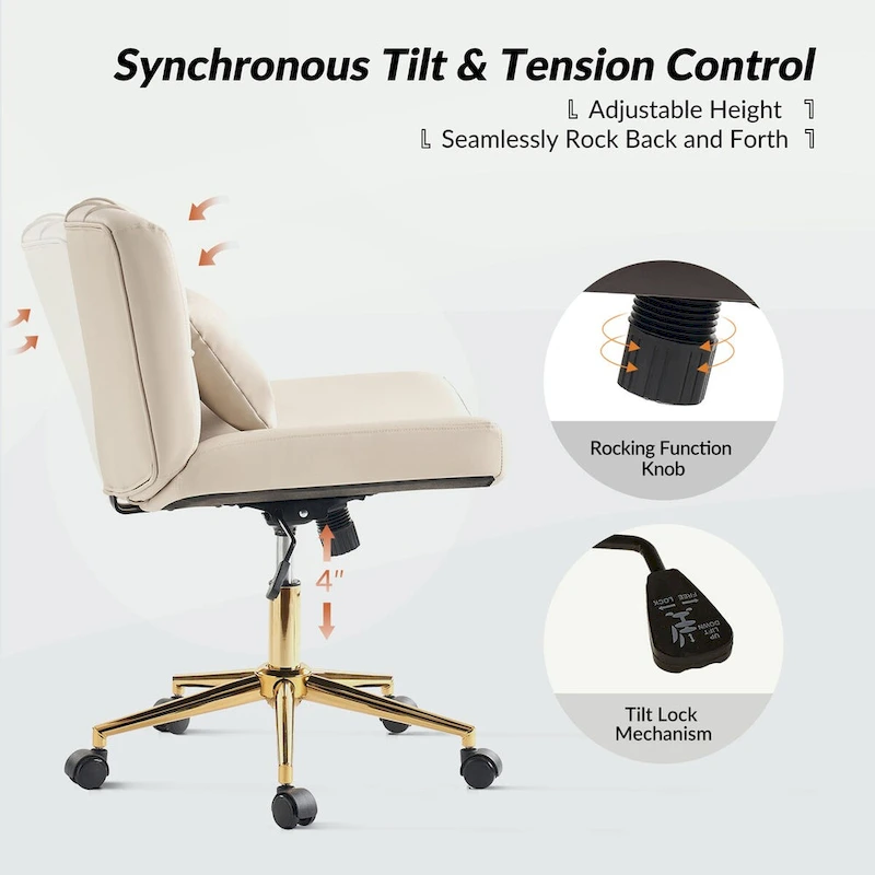 Charlie Modern Button-Tufted Swivel Tilting Office Chair with Pillow by HULALA HOME