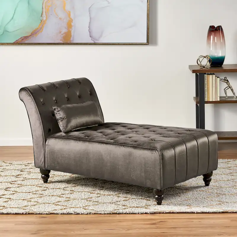 Rubie Modern Glam Tufted Velvet Chaise Lounge by Christopher Knight Home