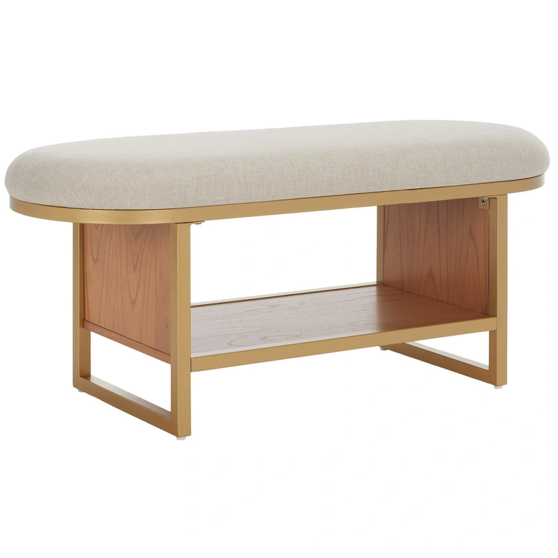 SAFAVIEH Home Collection Iona Open Shelf Bench W/Cushion - 42 W x 15 D x 18 H