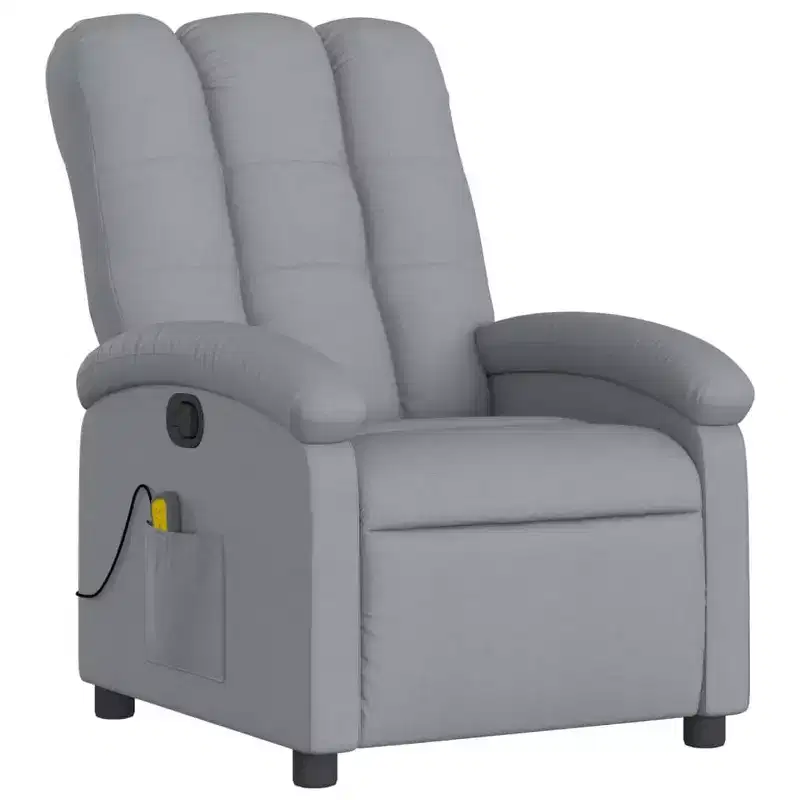 Light Gray Fabric Manual Push-Back Massage Recliner Chair, 1-Seat