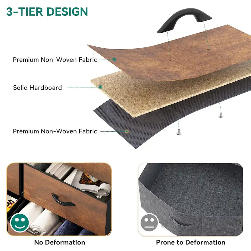 Moasis 16-drawer Dresser Chest with Metal Frame, Wood Tabletop