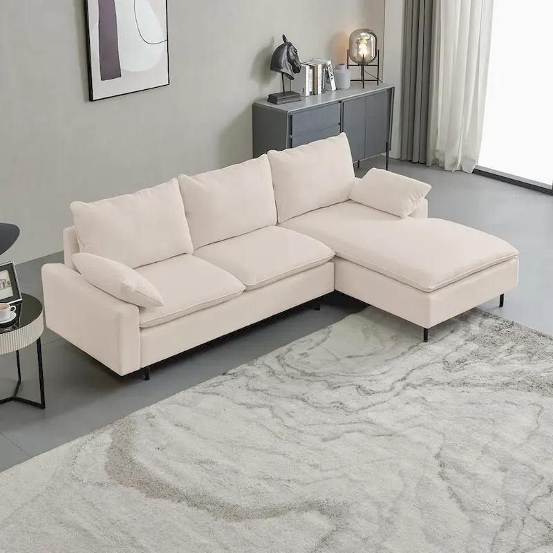 L-Shaped Upholstered Sectional Sofa with Chaise