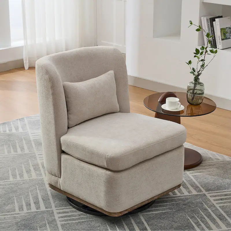 Gray / Pale Green / Taupe / Beige Chenille 360° Swivel Accent Chair with Metal Base – Modern Style, 1 Person Use