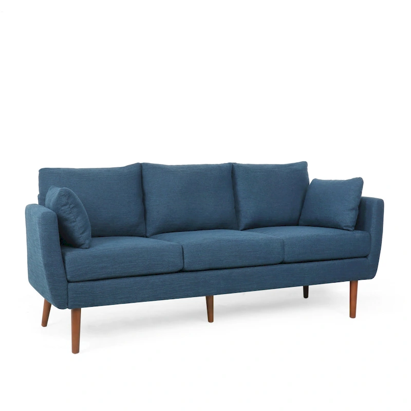 Modern 76.5  3-Seater Sofa with Birchwood Legs and Pillows