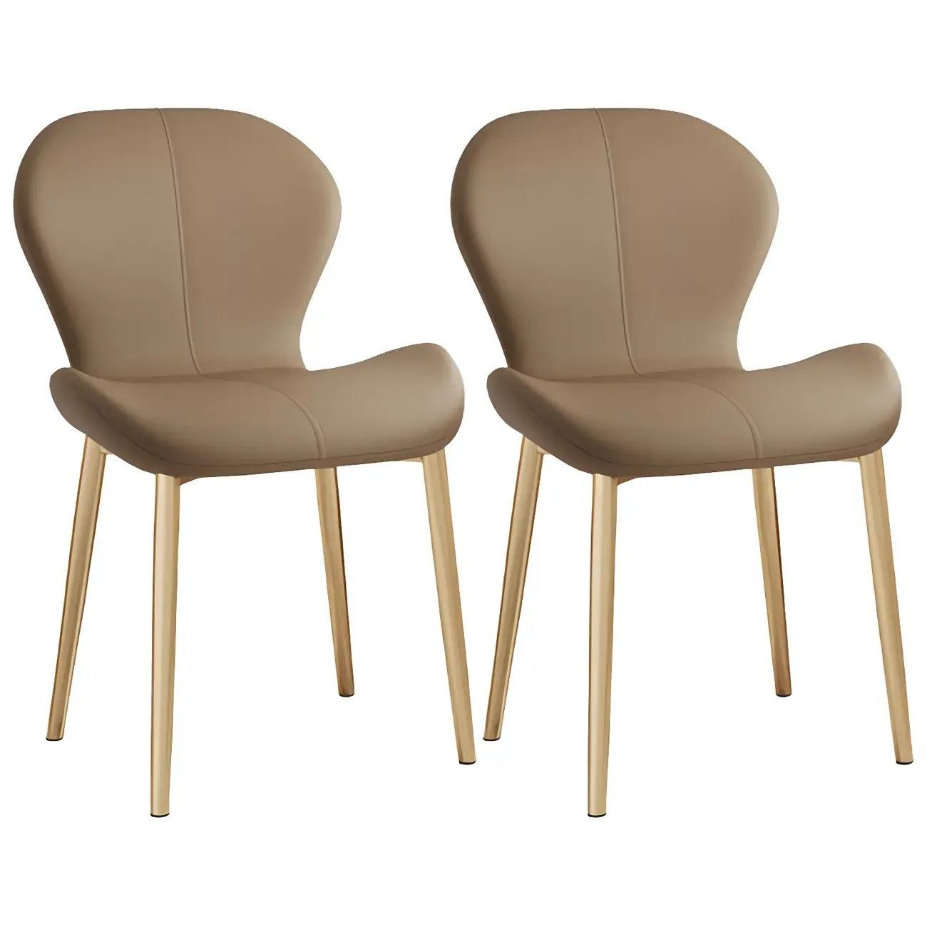 Art Deco Curved Back Leather Dining Chair Solid Back