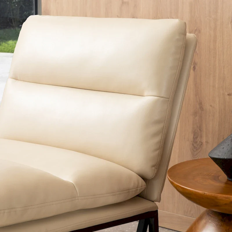 Glitzhome 30.25H Modern Soft PU Leather Armless Accent Chair