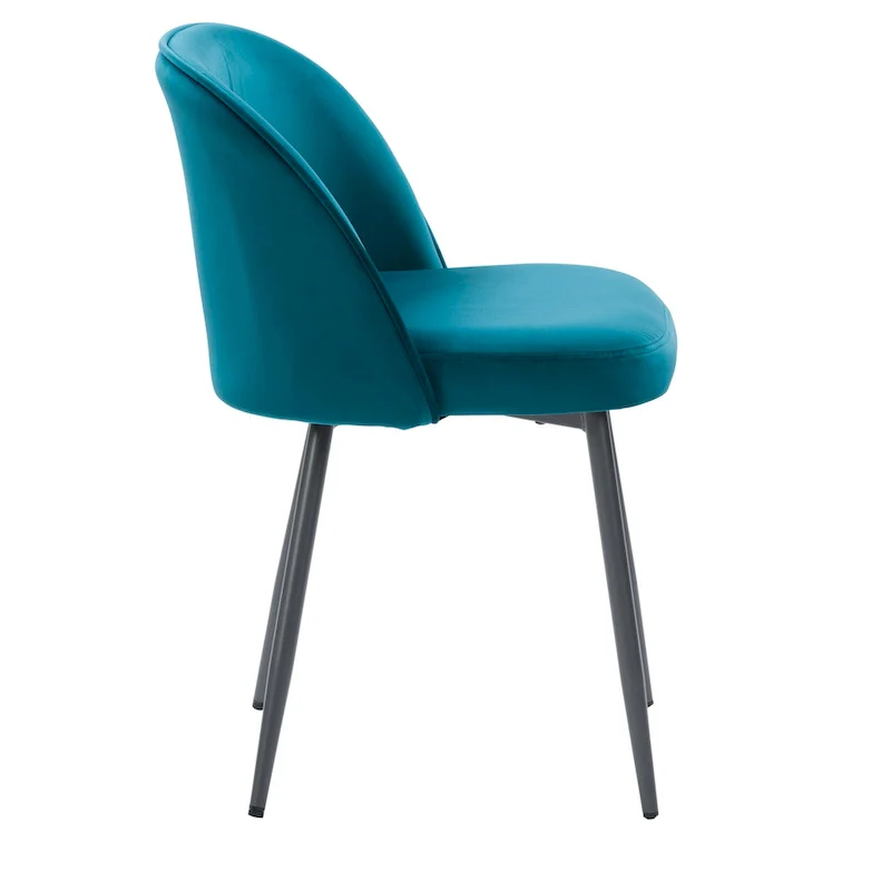 Blue / Teal / Beige Velvet Upholstered Dining Chair – Single Seat