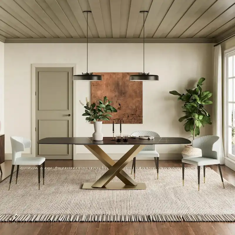 Modern Black Marble Dining Table Rectangular Table