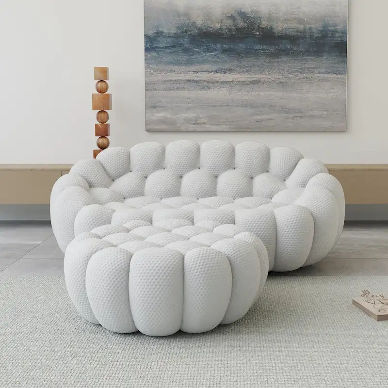 3D Honeycomb Fabric Upholstered Bubble Sofa Modern Loveseat