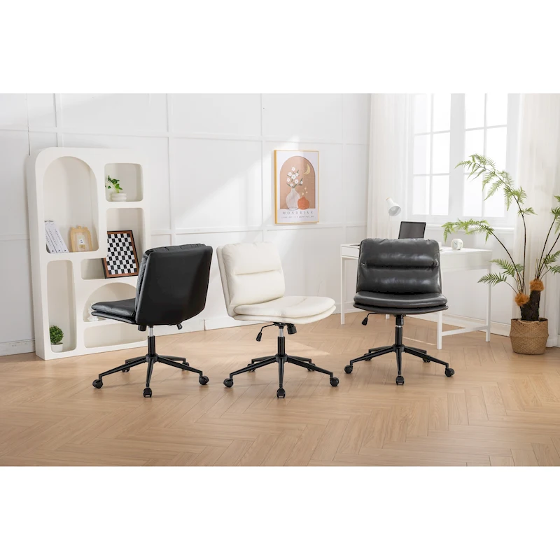 Roundhill Bizerte Adjustable Swivel Criss Cross Chair, Wide Seat Office Chair Vanity Chair