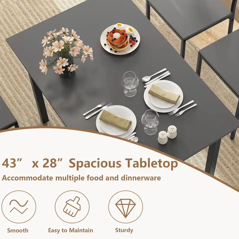 Costway 5 PCS Dining Table Set Industrial Style Kitchen Table & Chairs