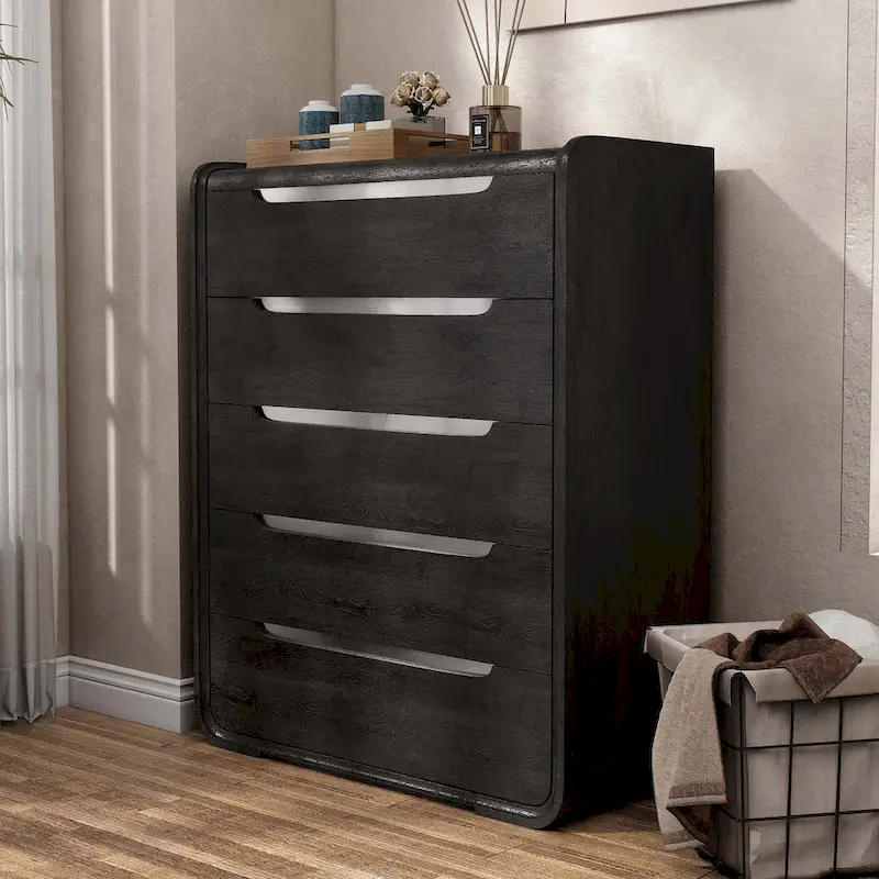 Furniture of America Addeso Modern Solid Wood 5-Drawer Chest