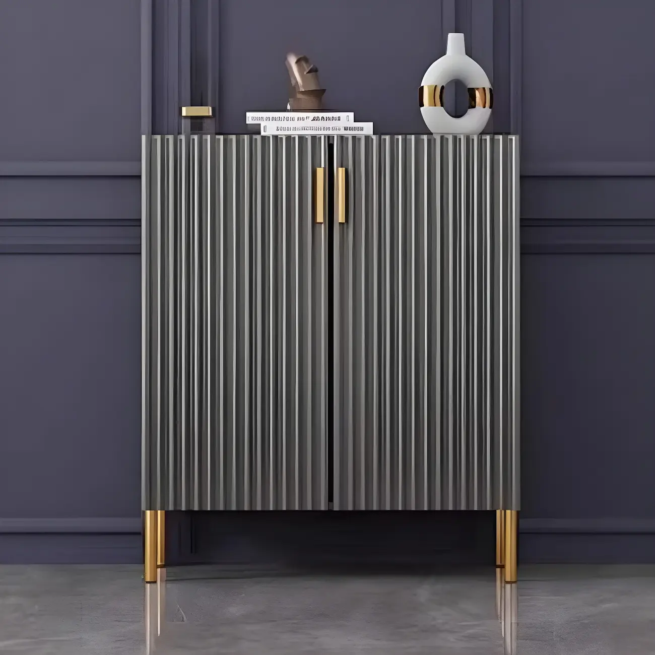 Contemporary Blue Wooden Shoe Storage Cabinet