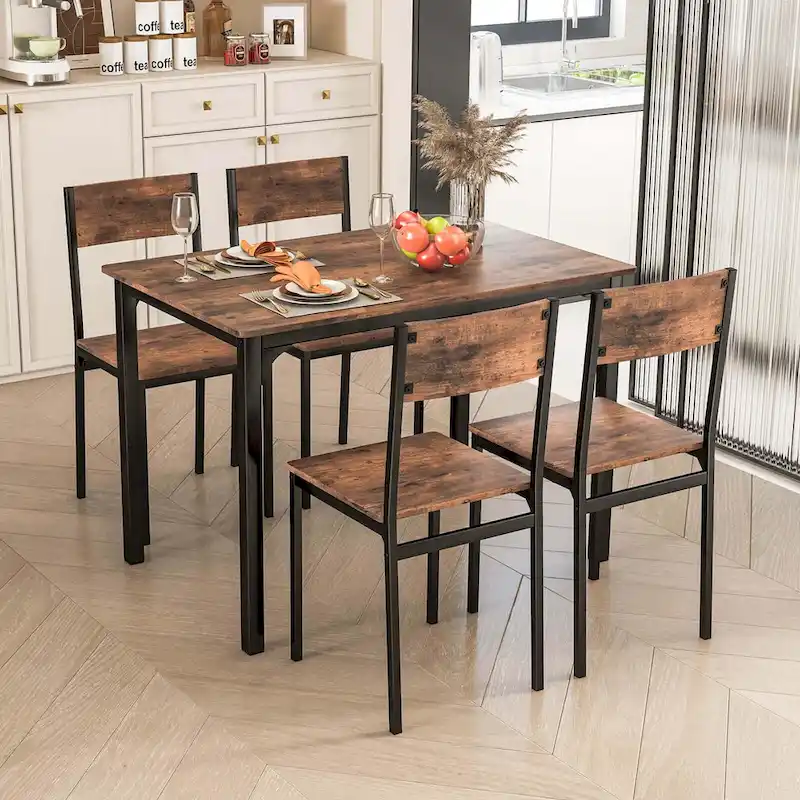 Costway 5 PCS Dining Table Set Industrial Style Kitchen Table & Chairs