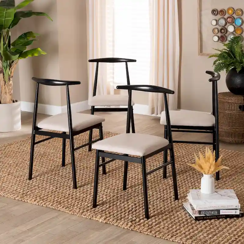 Arnold Modern Industrial Fabric and Metal Dining Chair