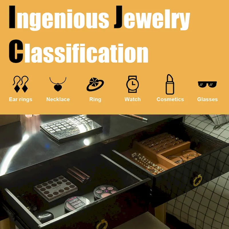 Costway Vanity Makeup Table Touch Screen 3 Lighting Modes Dressing - See Details