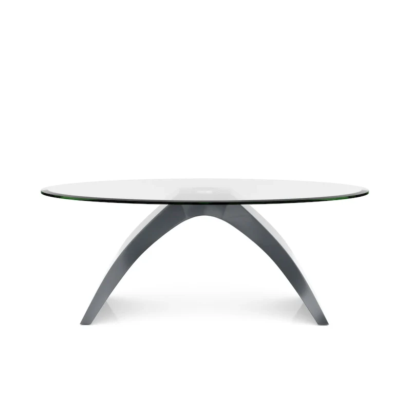 Modern 47-inch Glass Top Oval Coffee Table