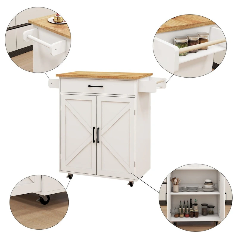 Kitchen island rolling trolley cart