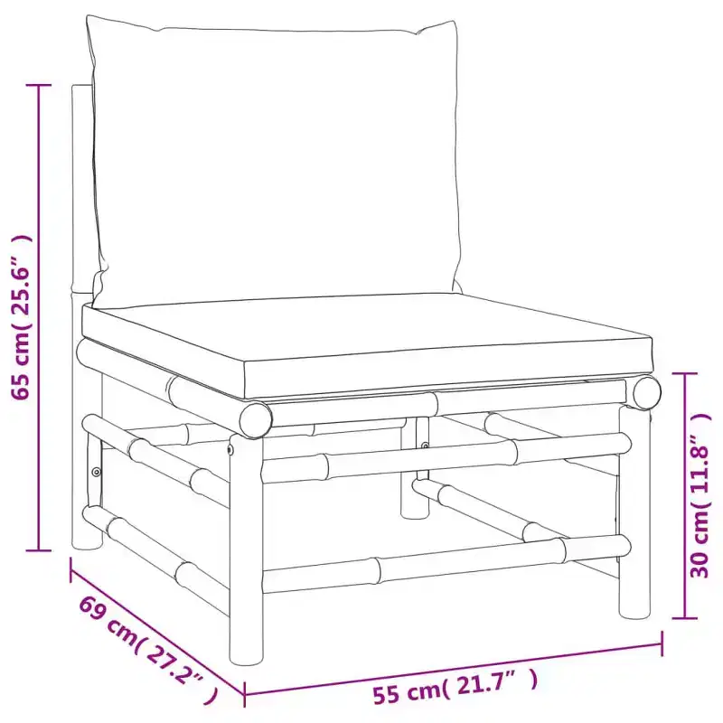 vidaXL Garden Lounge Set, Bamboo Bamboo, Fabric (100% polyester)