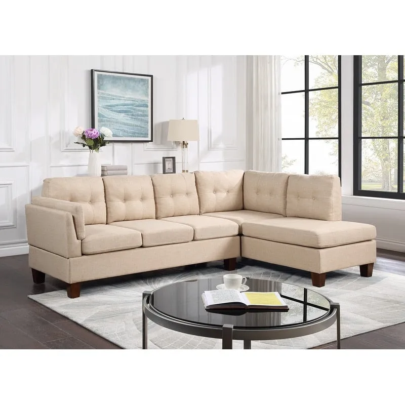 Dalia Linen Modern Sectional Sofa with Right Facing Chaise