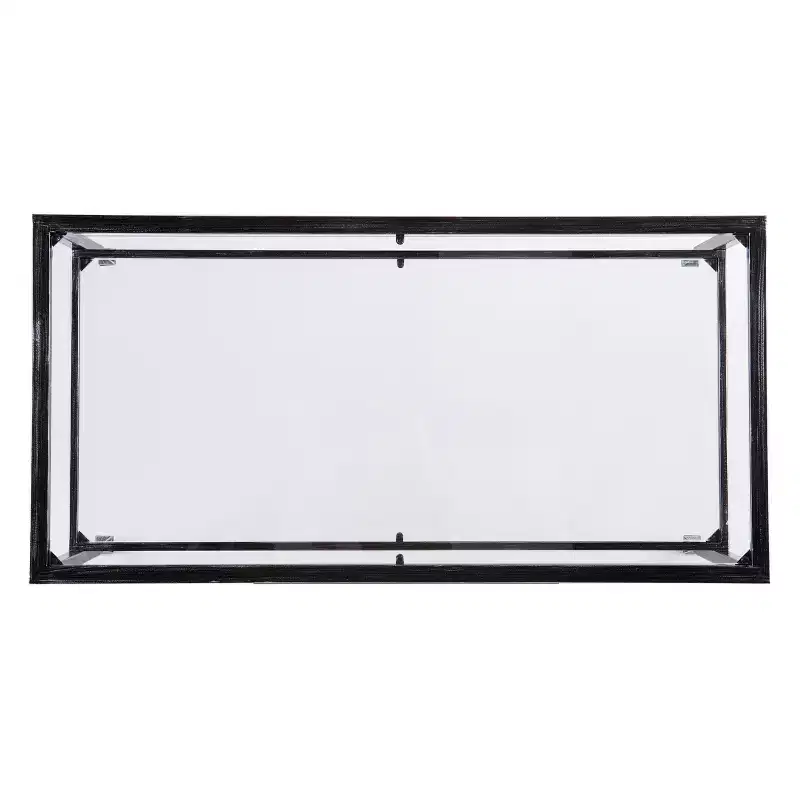 Jaymes Metal/Glass Rectangular Open Shelf Cocktail Table - Black - SEI