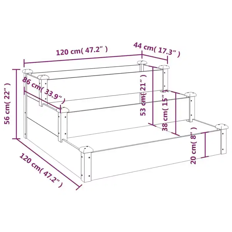 vidaXL Garden Raised Bed Strawberry Planter Vegetable Herb Bed Solid Wood Fir