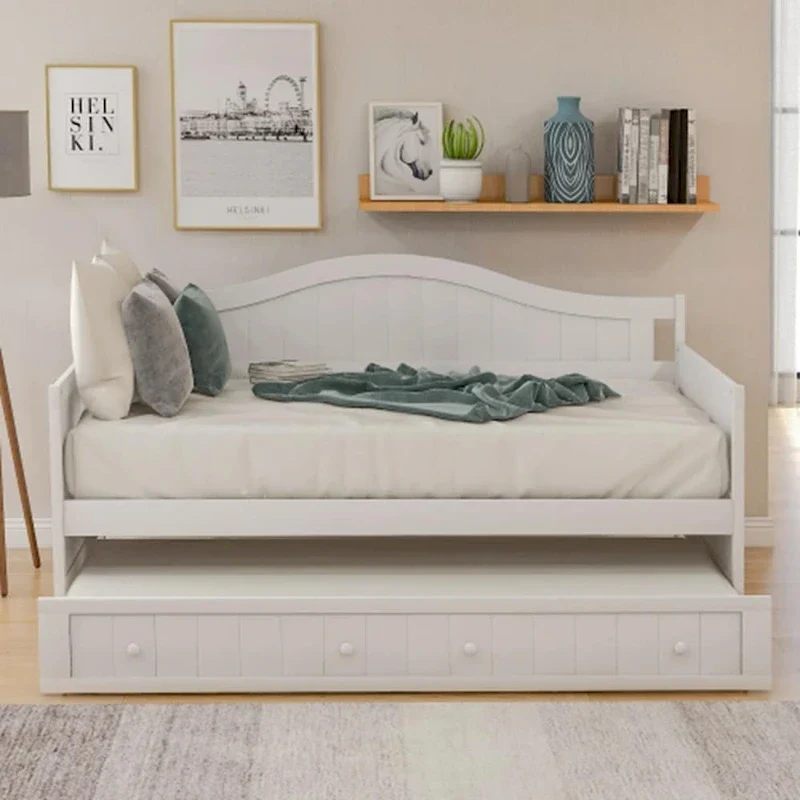 Twin Wooden Daybed with 2 drawers / Trundle Bed, Sofa Bed for Bedroom Living Room,No Box Spring Needed