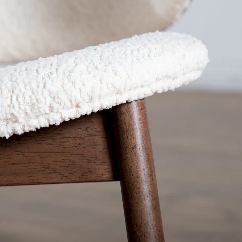 Mid-Century Modern Boucle Wingback Walnut Accent Chair