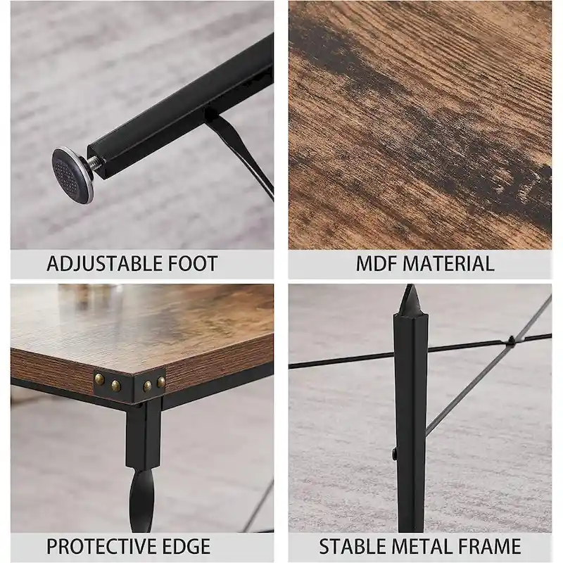 Set of 3 Coffee Table Sets with Coffee Table + 2 End Tables, X-Shaped Design, Rustic Brown