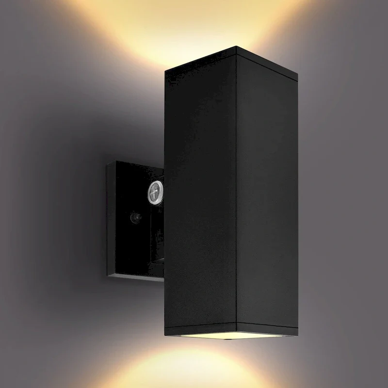 Luxrite Dusk to Dawn LED Modern Outdoor Wall Light, 10 , Up or Up and Down Light, 3CCT 3000K-5000K, 15/20/24W, IP65, ETL