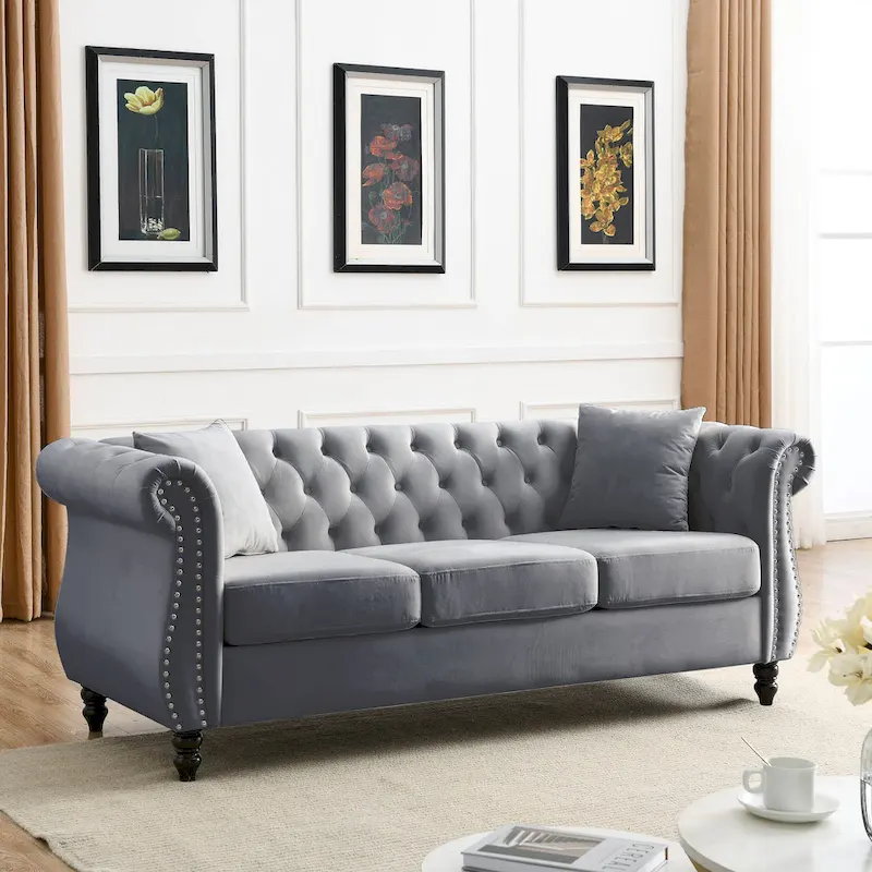 Chesterfield Sofa Grey Living Room