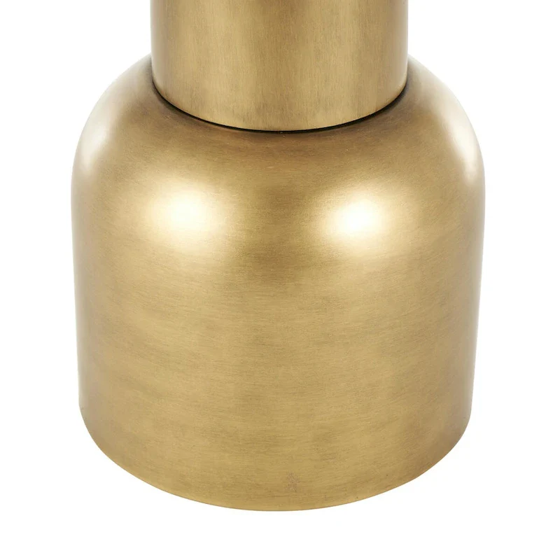 Metal Pedestal Side End Accent Table with Cream Marble Tabletop - Gold