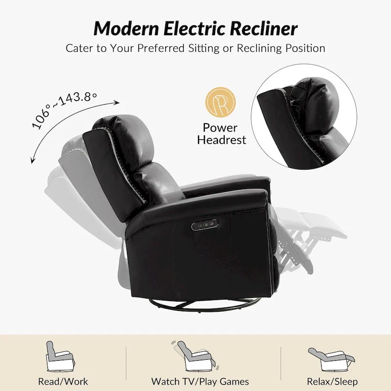 Tobias Traditional Swivel And Rocker Power Recliner Set of 2 by HULALA HOME