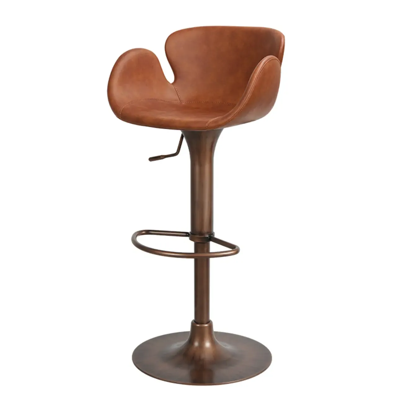 Adjustable Height Swivel Distressed Leather Bar Stools with Back
