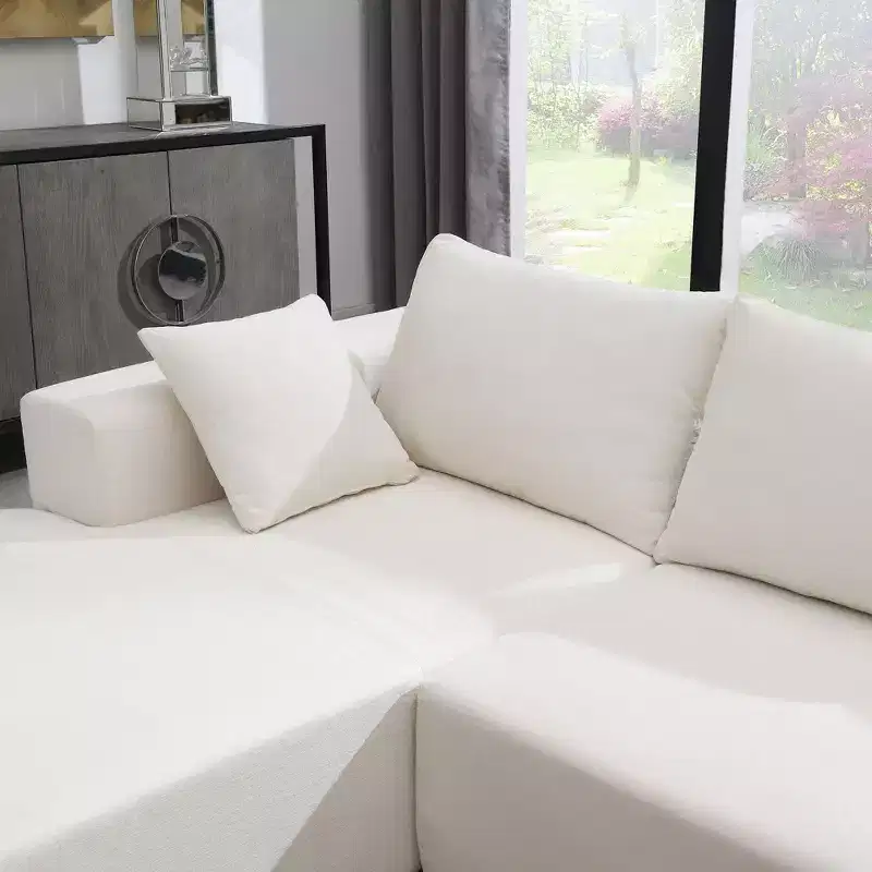 Okak Minimalist Modular L-Shaped Sectional Couch Chenille Floor Sofa Compressed Upholstered 2 PC Free Combination for Living Room,Apartment