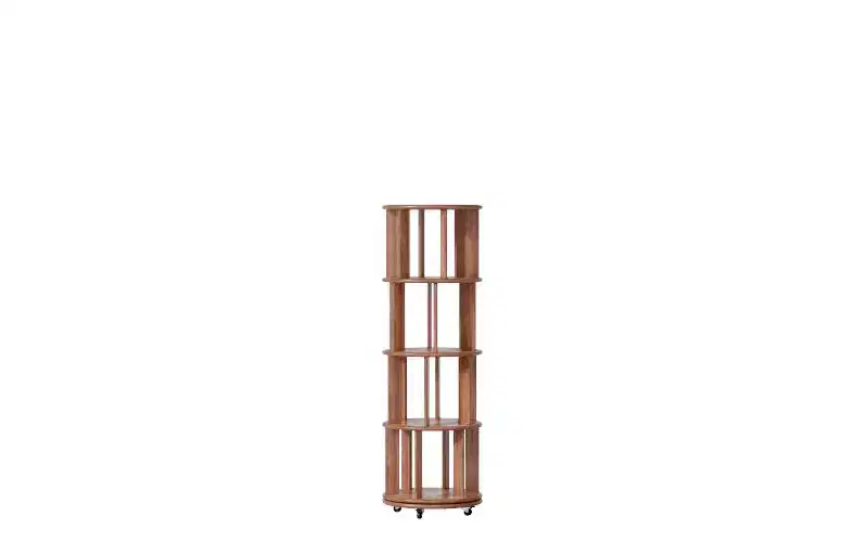 TUYOHW Rotating Bookshelves with Wheels,Round Revolving,Bookshelf Tower,Narrow Tall,Soild Wood Bookcases for Small Space,Office,Walnut