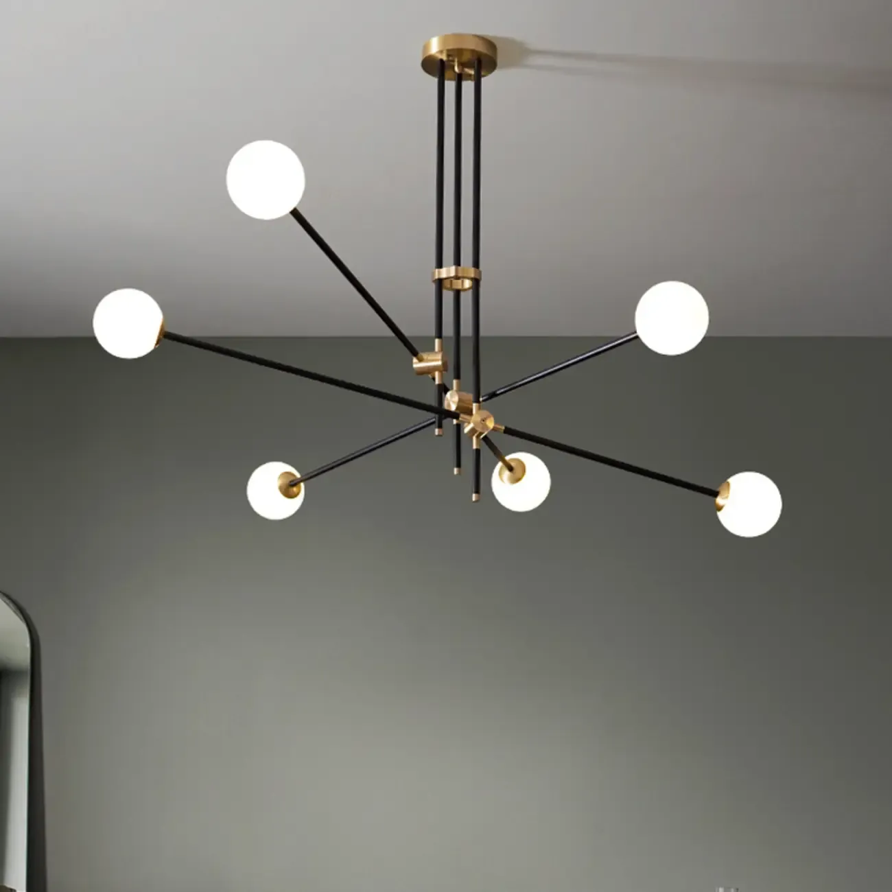 6-Light Black Industrial Sputnik Chandelier