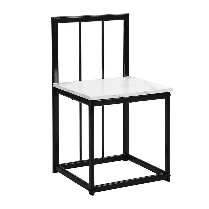 Modern 7-Piece Dining Table Set with Faux Marble Top and 6 Chairs 4N - ModernLuxe