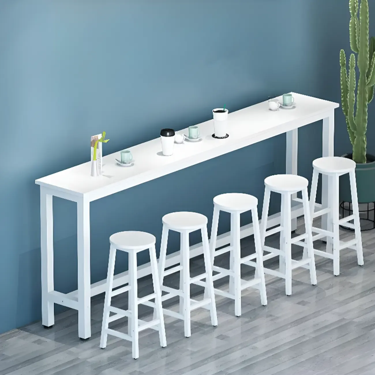 Modern White Wood Iron Rectangular Bar Tables