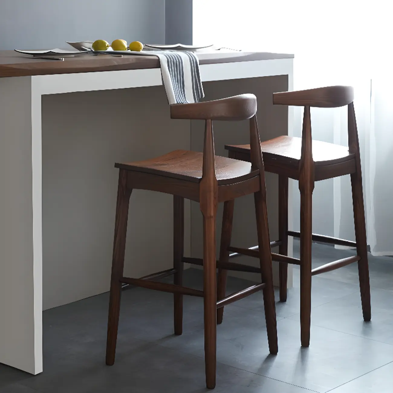 Rustic Wooden Saddle Open Curved Back Counter Bar Stools