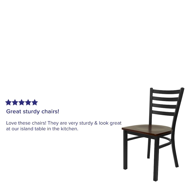 2 Pack Ladder Back Metal Restaurant Chair - 16.5