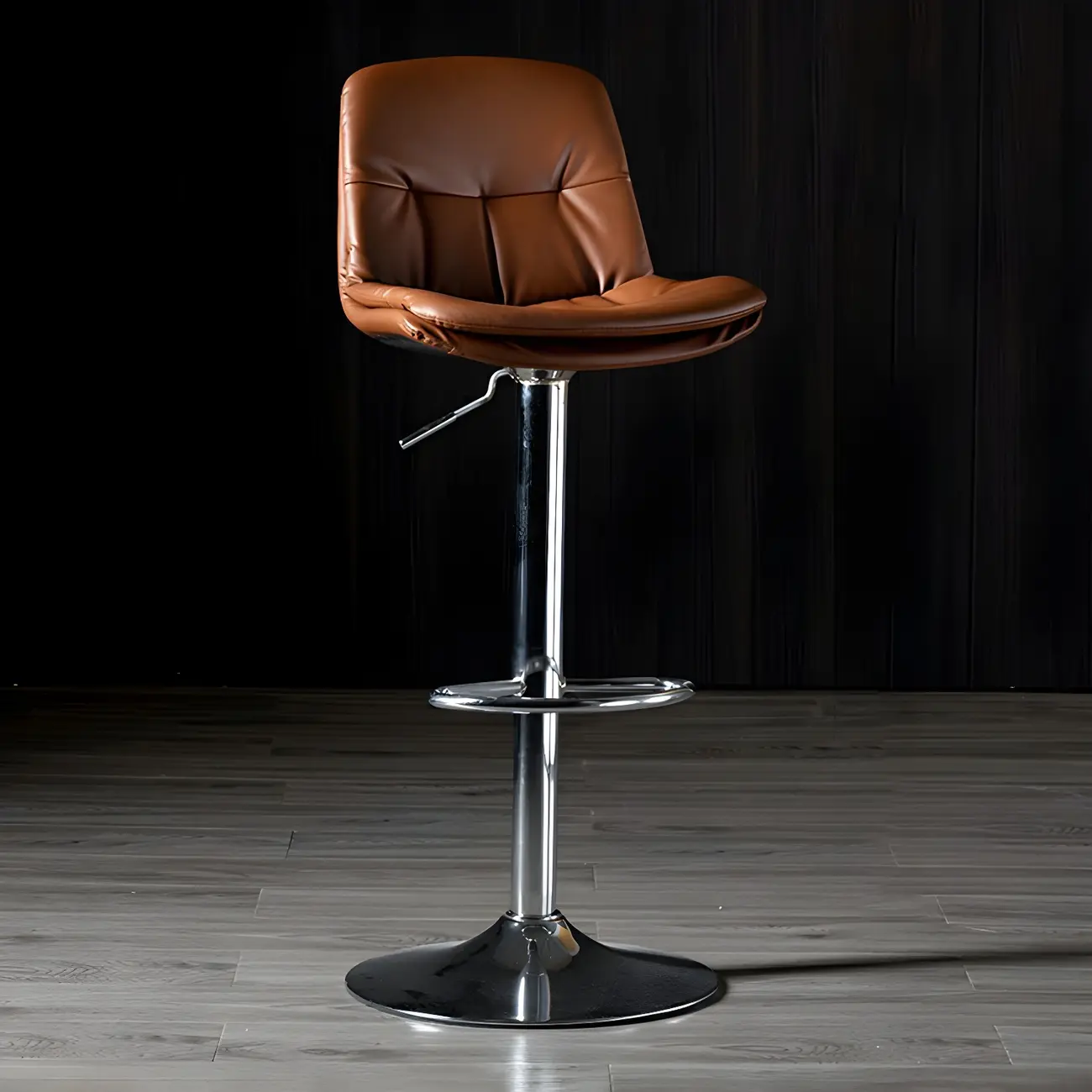 Adjustable Leather Low Back Swivel Bar Stool