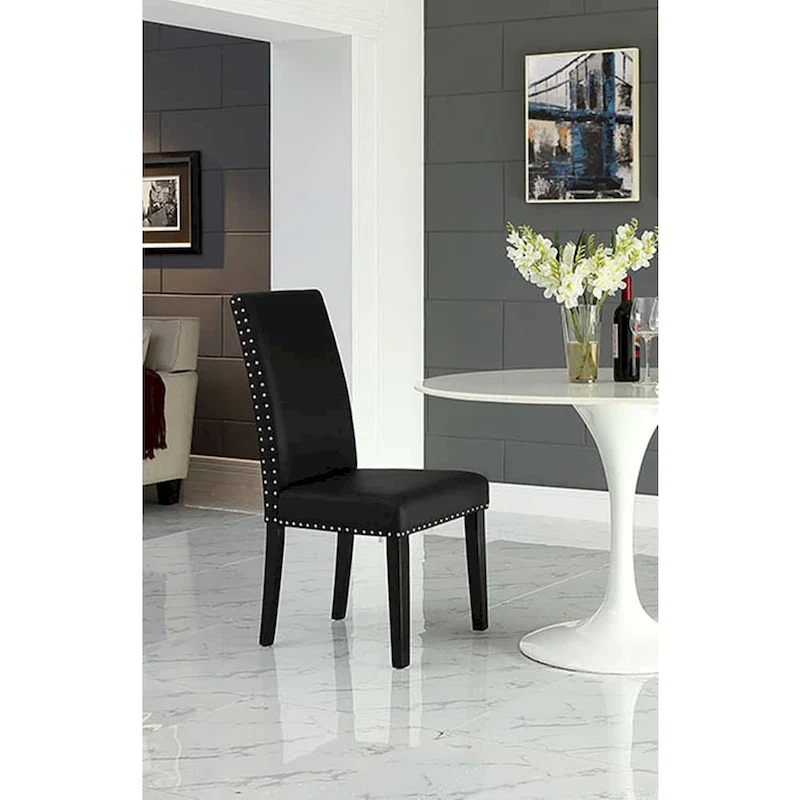 Milton Nailhead Trim Black Parson Dining Chair